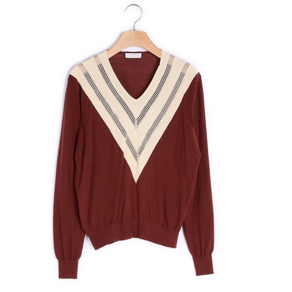 Sandro | Jone Open Knit-Trimmed Wool-Blend Sweater | Size 1 (Small) - Picture 1 of 13